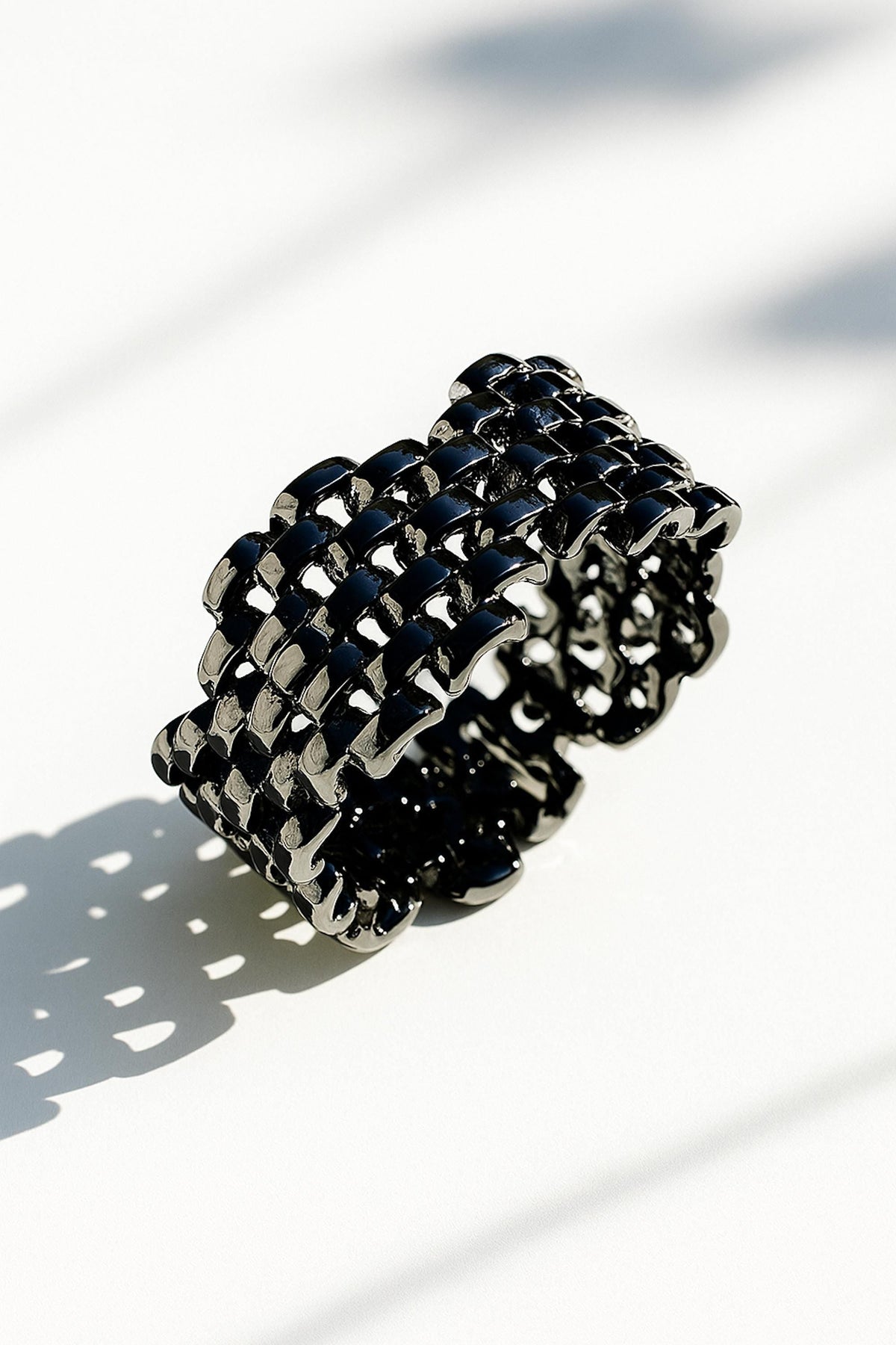 925 Sterling Silver Black Wide Band Ring, additional angle