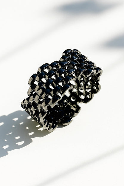 925 Sterling Silver Black Wide Band Ring, additional angle