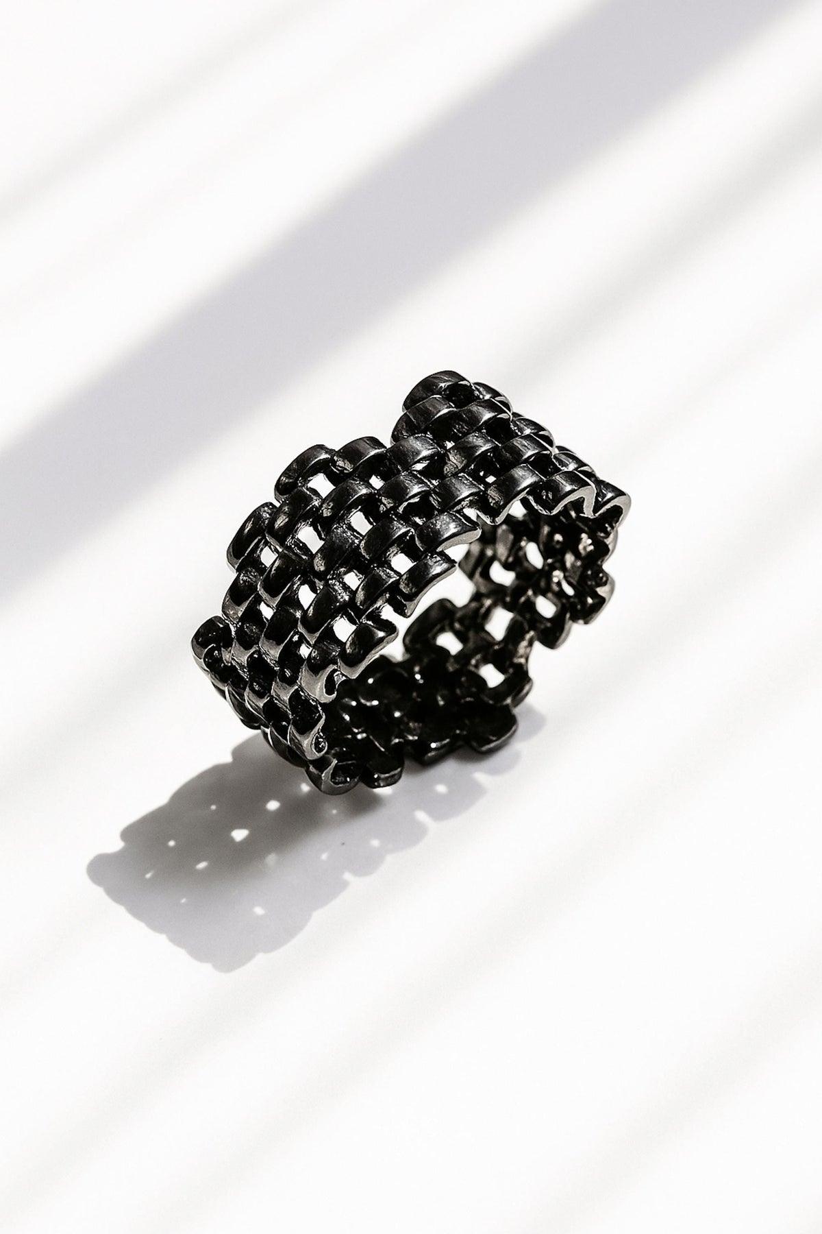 925 Sterling Silver Black Wide Band Ring, main product image