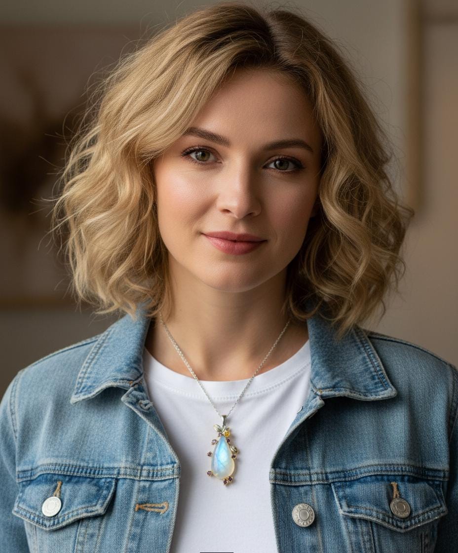 925 Sterling Silver Blue Moonstone Pendant, pendant detail