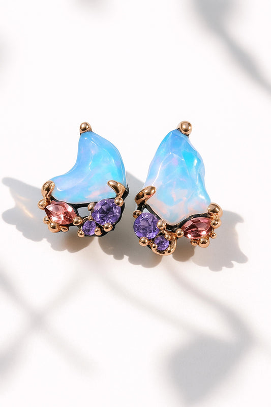 925 Sterling Silver Blue Opal Earrings, main product image