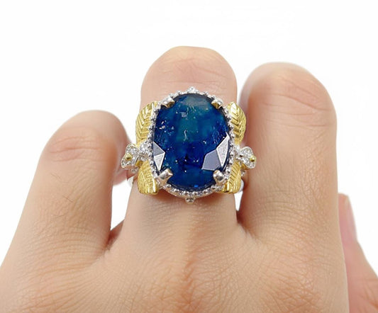925 Sterling Silver Blue Sapphire Ring, alternate angle