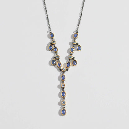 925 Sterling Silver Blue Tanzanite Necklace, pendant detail