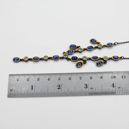 925 Sterling Silver Blue Tanzanite Necklace, additional angle