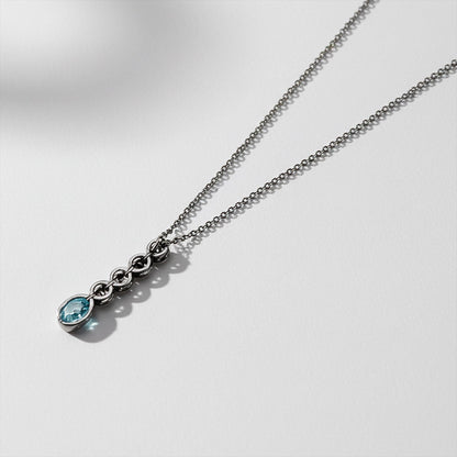 925 Sterling Silver Aquamarine Opal Amethyst Necklace, chain detail