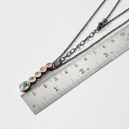 925 Sterling Silver Aquamarine Opal Amethyst Necklace, layered look