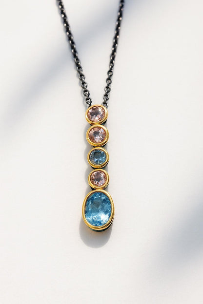 925 Sterling Silver Aquamarine Opal Amethyst Necklace, main product image