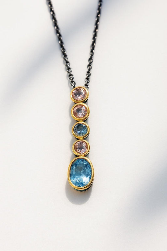 925 Sterling Silver Aquamarine Opal Amethyst Necklace, main product image