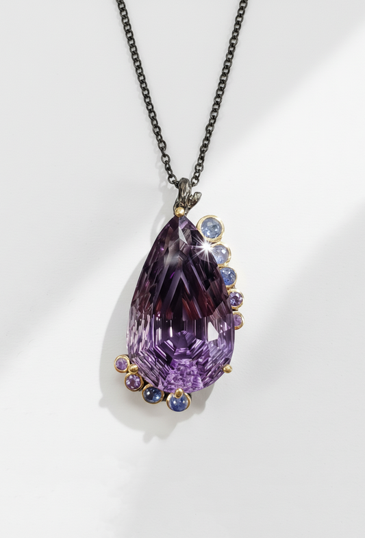 925 sterling silver statement amethyst necklace, main product image