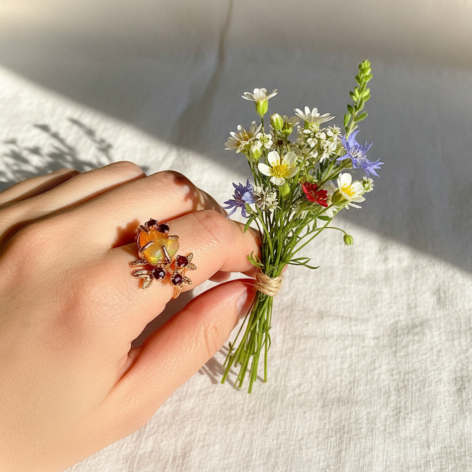 925 Sterling Silver Fire Opal Ring, side view, image 13