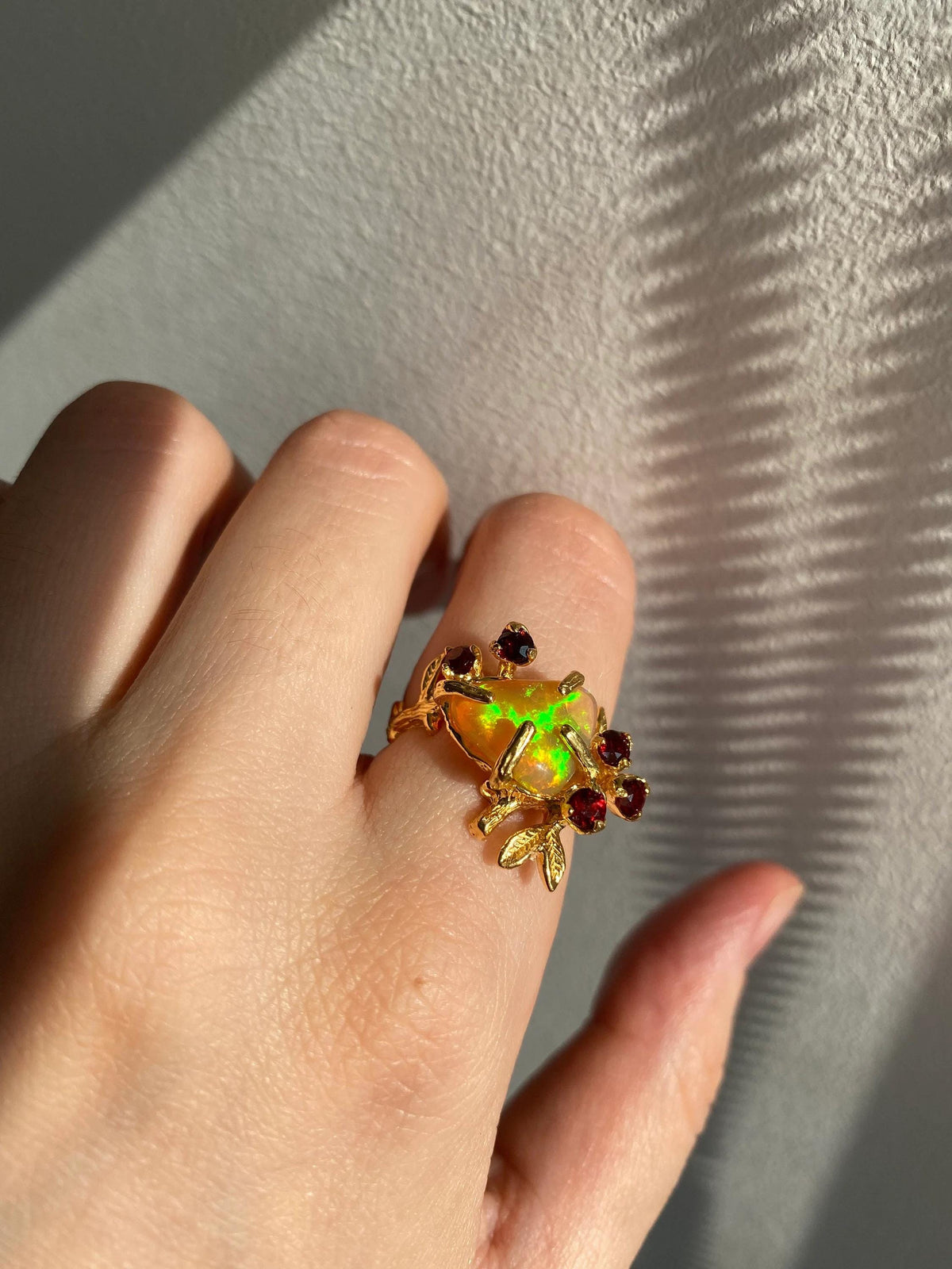 925 Sterling Silver Fire Opal Ring, alternate angle