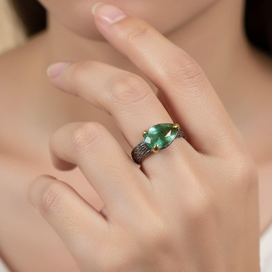 925 Sterling Silver Green Kyanite Ring, alternate angle