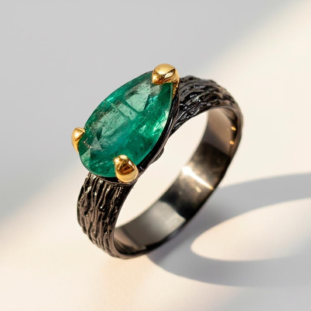 925 Sterling Silver Green Kyanite Ring, worn on hand