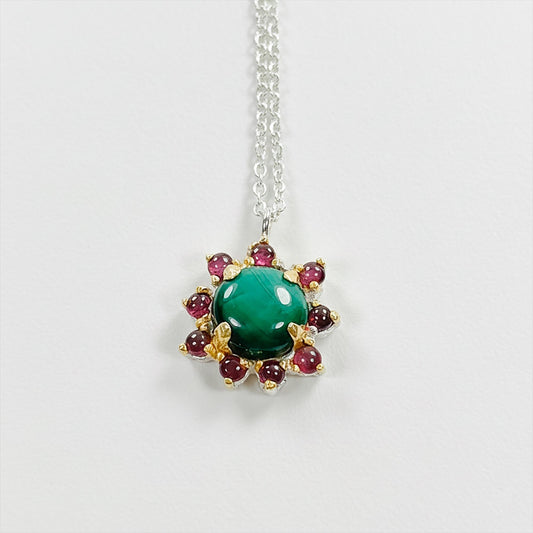 925 Sterling Silver Green Malachite Necklace, alternate angle