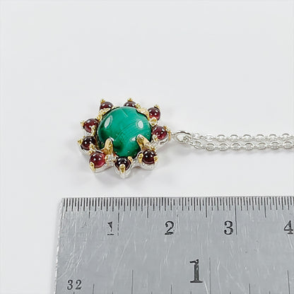925 Sterling Silver Green Malachite Necklace, worn view