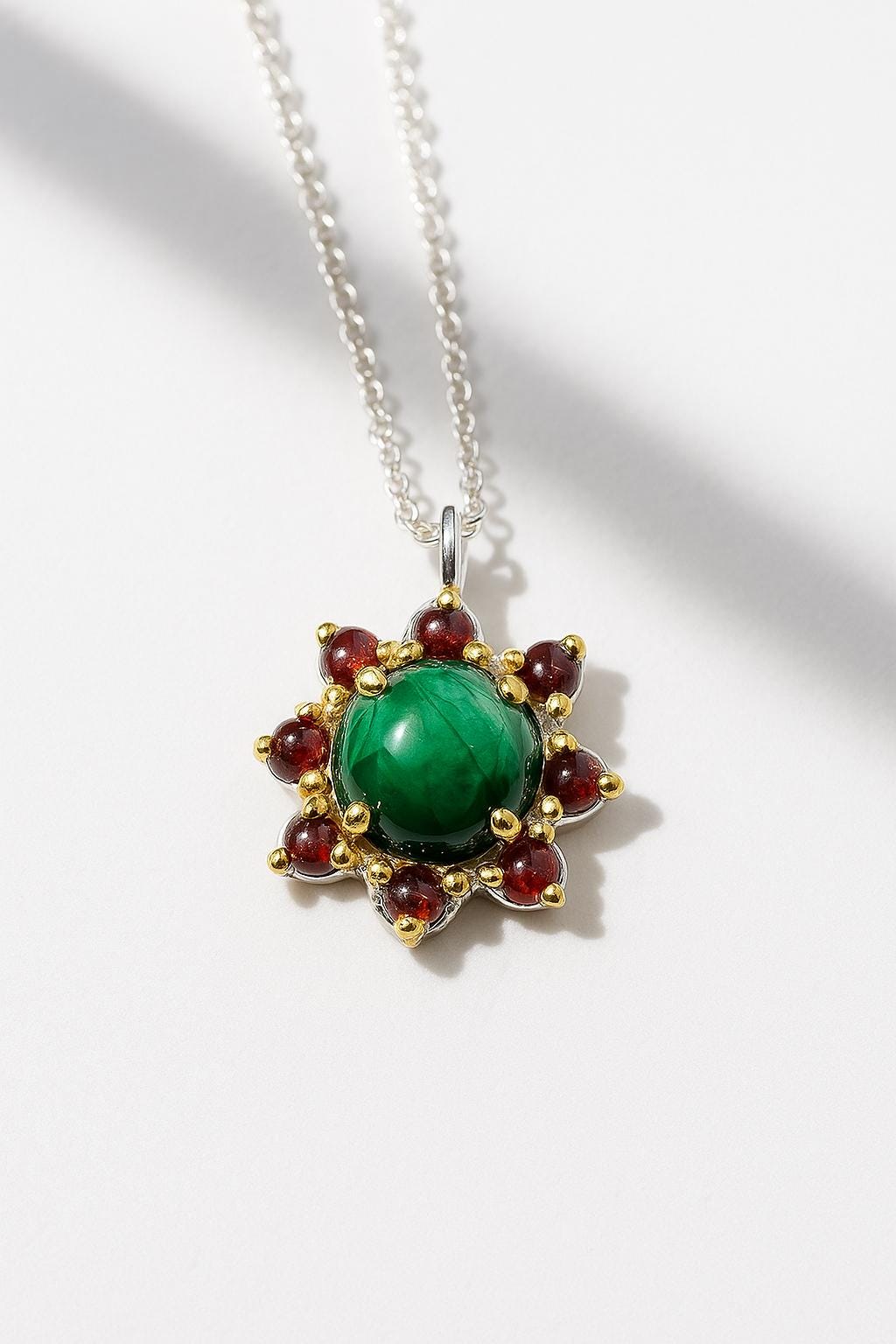 925 Sterling Silver Green Malachite Necklace, main product image