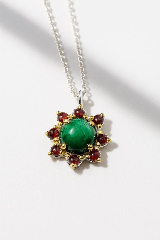 925 Sterling Silver Green Malachite Necklace, main product image