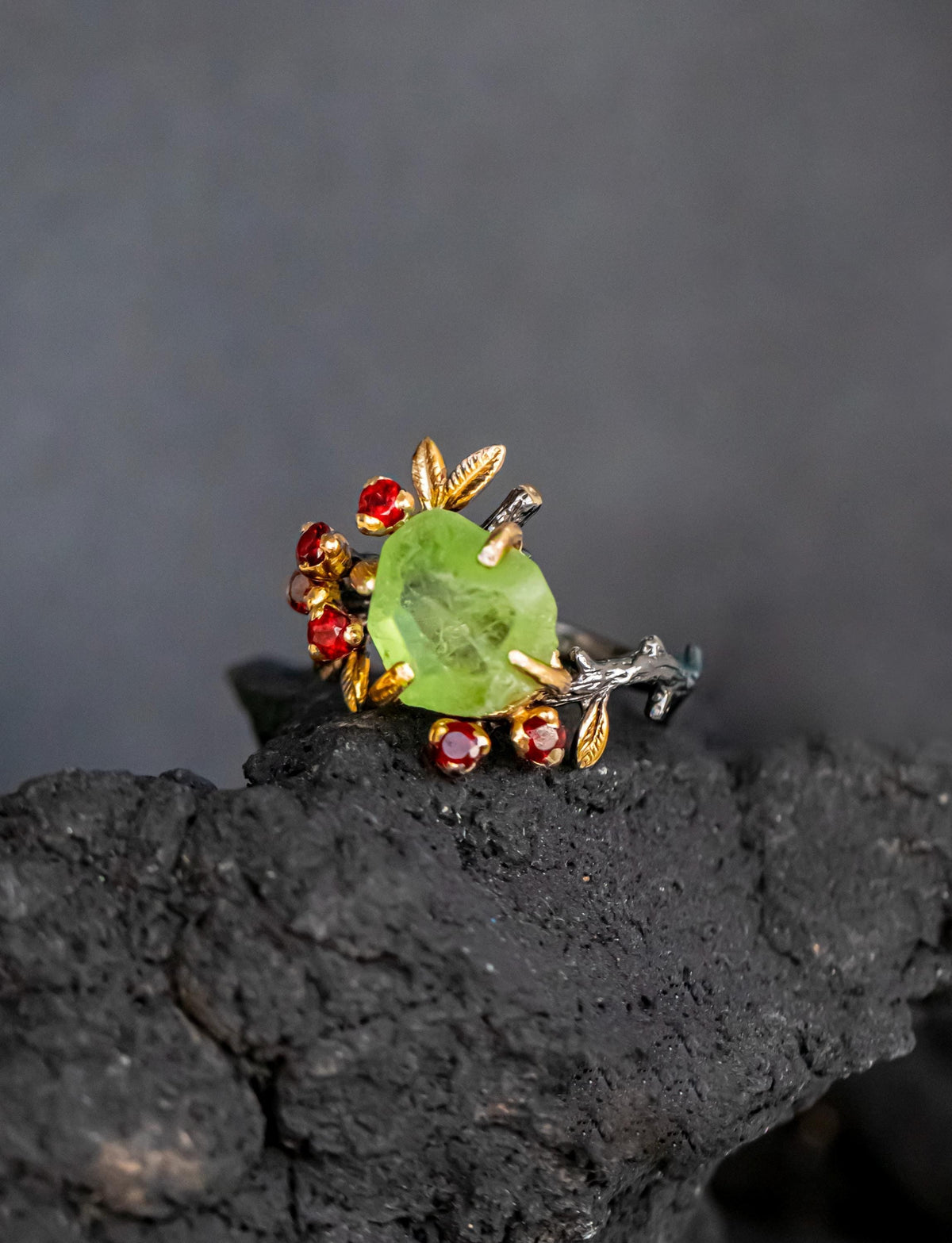 925 Sterling Silver Green Peridot Ring, additional angle