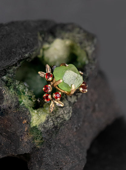 925 Sterling Silver Green Peridot Ring, worn look