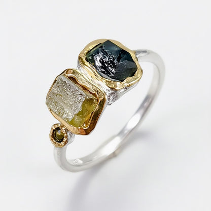 925 Sterling Silver Green Sapphire Ring, setting detail
