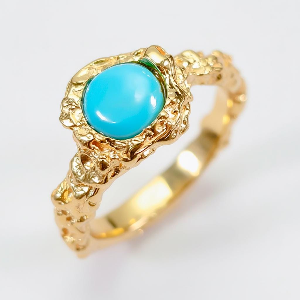 925 Sterling Silver Larimar Coral Ring, close-up detail