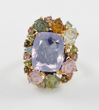 925 Sterling Silver Lavender Quartz Ring, worn on hand