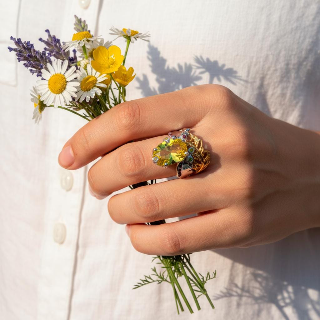 925 Sterling Silver Lemon Quartz Ring, additional angle