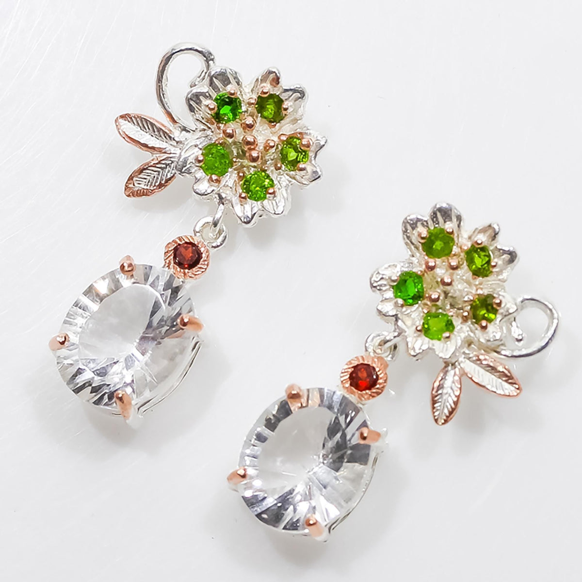925 Sterling Silver Quartz Earrings, close-up detail