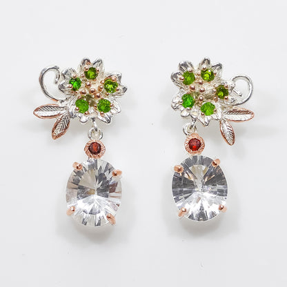 925 Sterling Silver Quartz Earrings, side angle