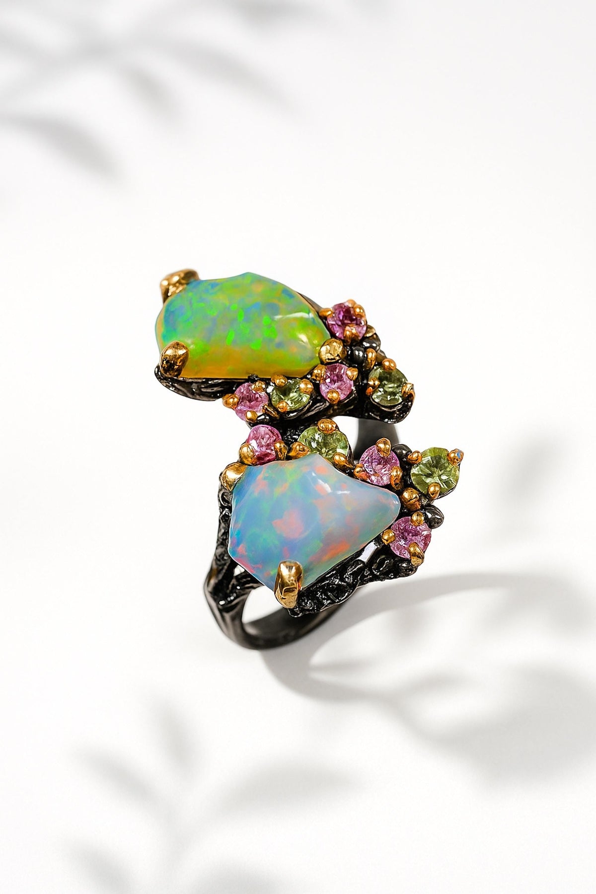 925 Sterling Silver Raw Opal Tourmaline Ring, alternate angle, image 11