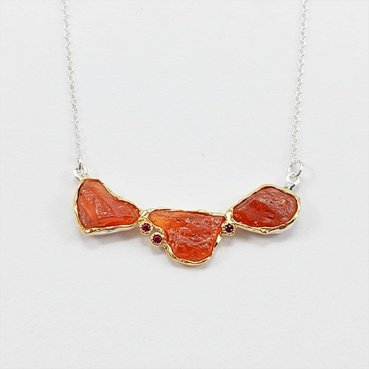 925 Sterling Silver Spessartite Necklace, alternate angle