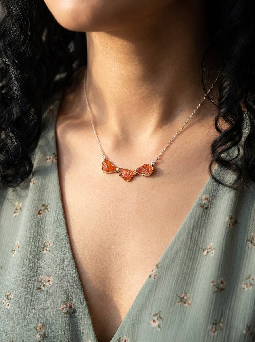 925 sterling silver orange spessartite necklace