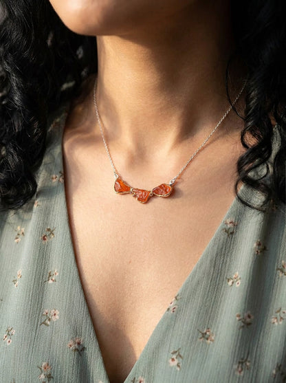 925 sterling silver orange spessartite necklace