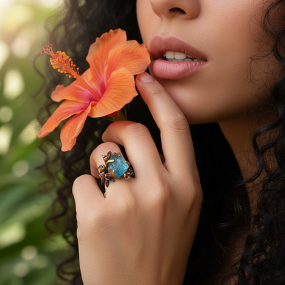 925 Sterling Silver Paraiba Apatite Ring, worn on hand, image 14