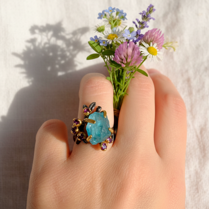 925 Sterling Silver Paraiba Apatite Ring, additional angle, image 16