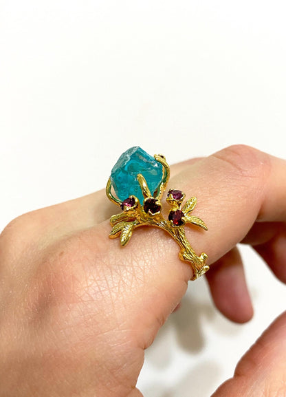 925 Sterling Silver Paraiba Apatite Ring, additional angle