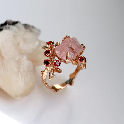 925 Sterling Silver Pink Morganite Ring, side view