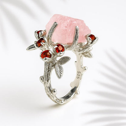 925 Sterling Silver Pink Morganite Ring, worn on hand