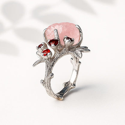 925 Sterling Silver Pink Morganite Ring, setting detail
