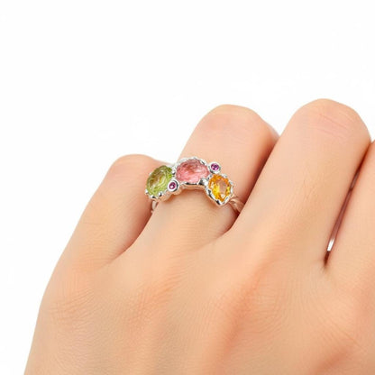 925 Sterling Silver Pink Ruby Ring, side view