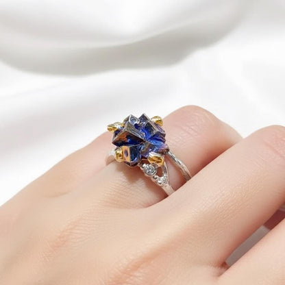 925 Sterling Silver Bismuth Ring, texture close-up