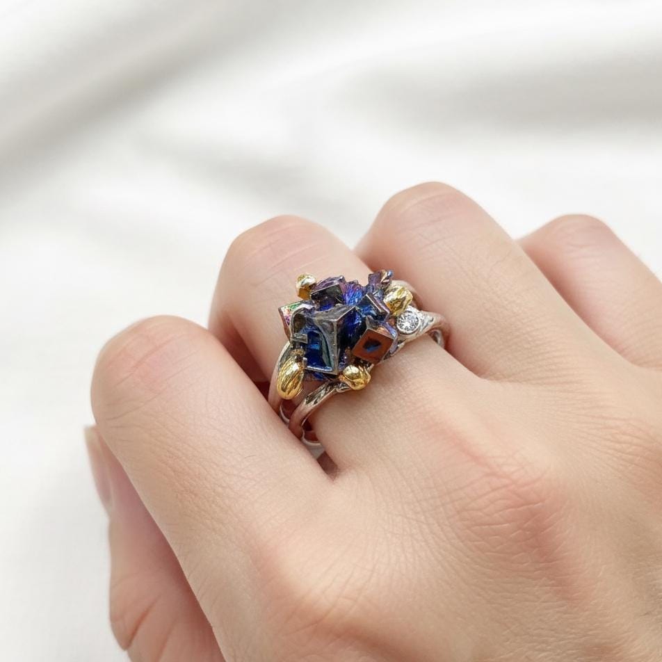 925 Sterling Silver Bismuth Ring, alternate angle, image 11