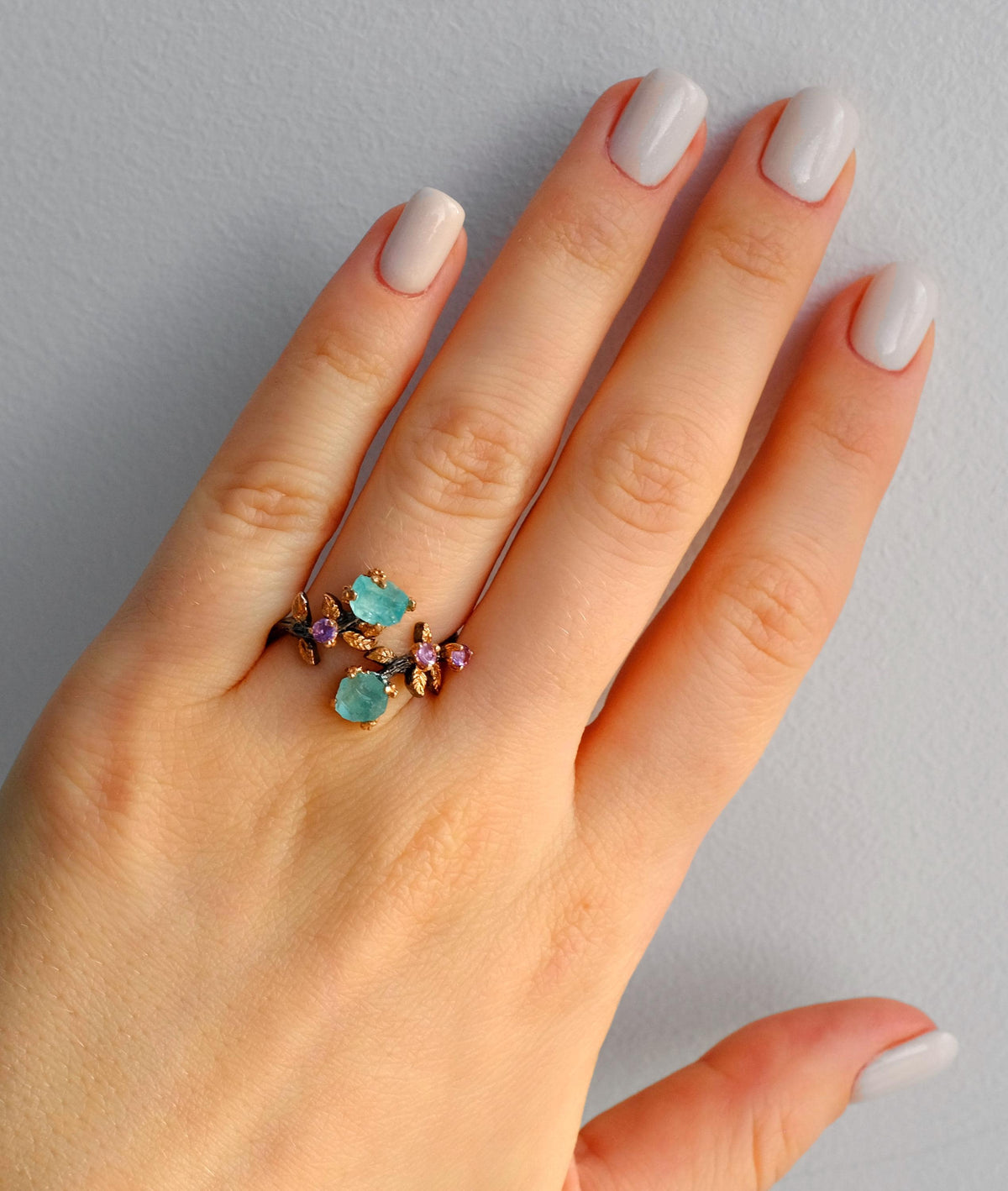925 Sterling Silver Paraiba Apatite Ring, additional angle