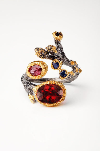 925 Sterling Silver Red Garnet Ring, main product image