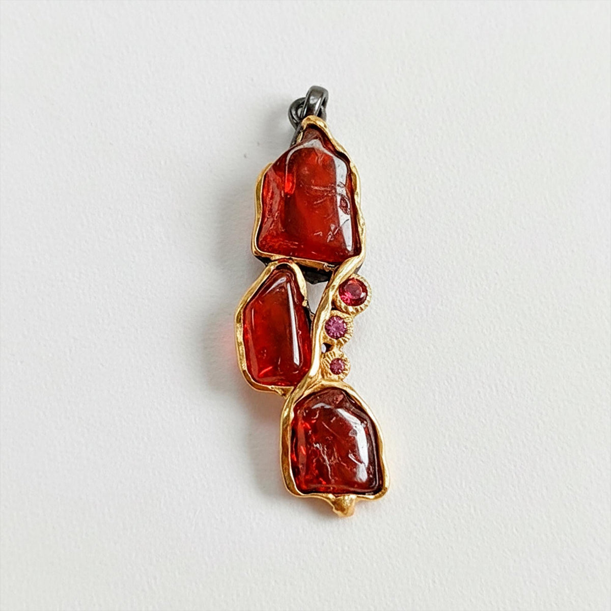 925 Sterling Silver Red Garnet Necklace, alternate angle