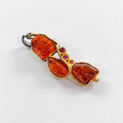 925 Sterling Silver Red Garnet Necklace, close-up detail