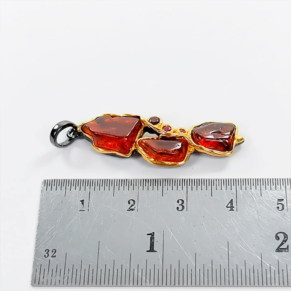 925 Sterling Silver Red Garnet Necklace, worn view