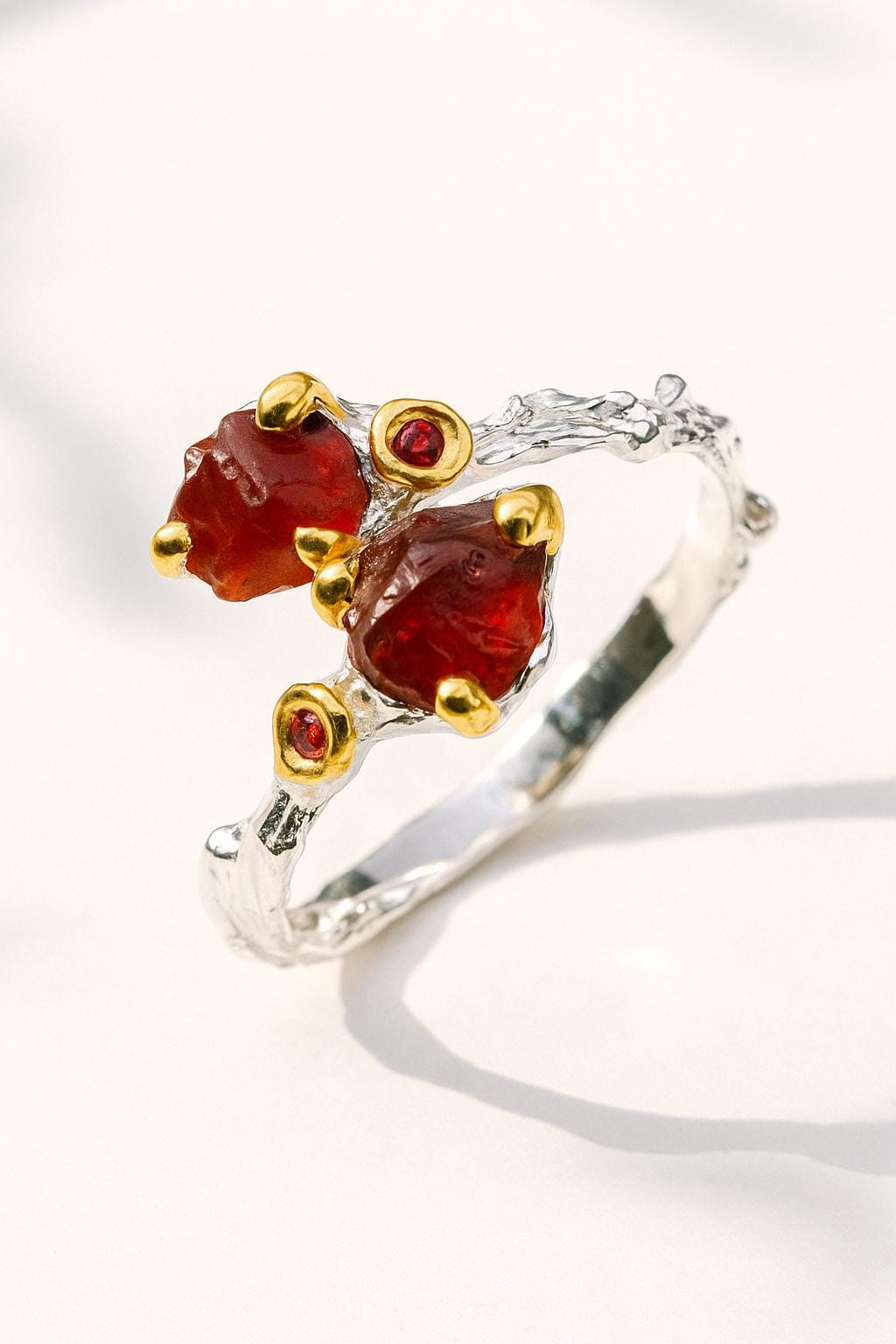 925 Sterling Silver Red Spinel Ring, worn on hand