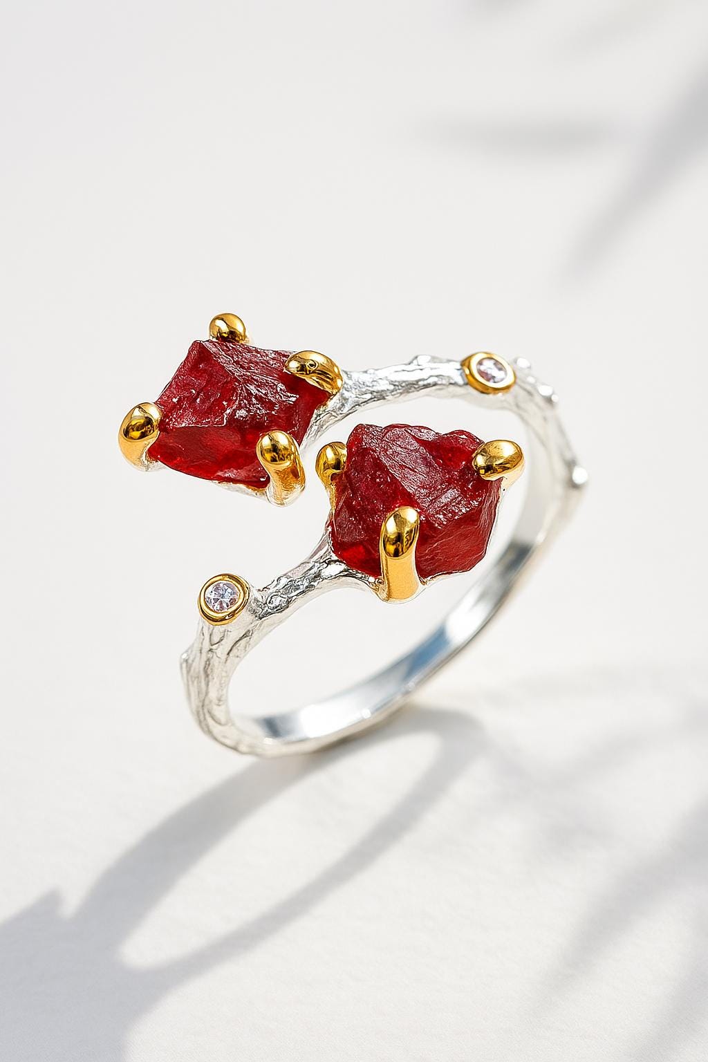 925 Sterling Silver Red Spinel Ring, worn on hand