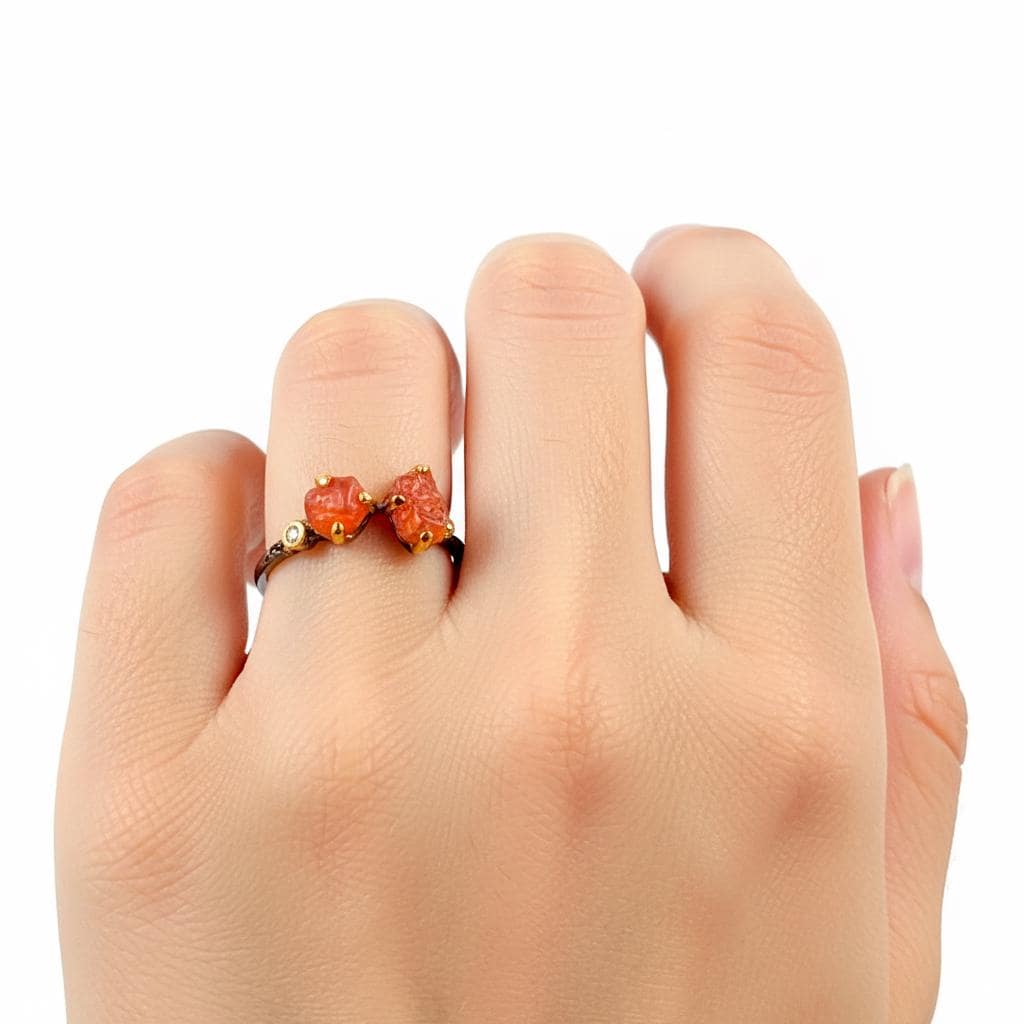 925 Sterling Silver Red Spinel Ring, close-up detail
